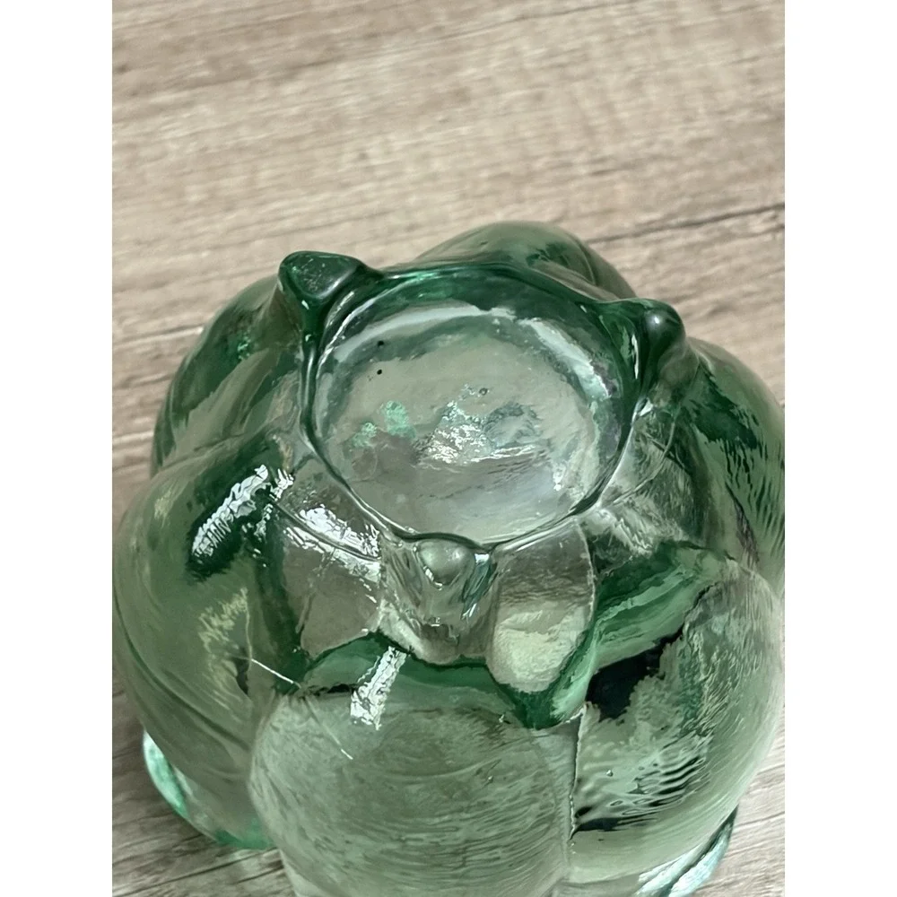 Vintage Spanish Recycled Textured Green Glass Tulip Votive Candle Holder 4